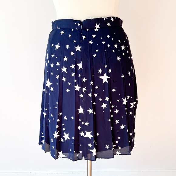 NWT J. Crew Navy Star Skirt Pleated Midi Dark Blue Chiffon Fully Lined - Picture 3 of 7